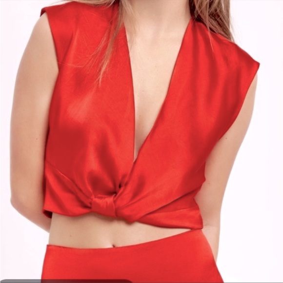 ZARA Red Low V Cut Crop Top | NWT - Picture 1 of 9
